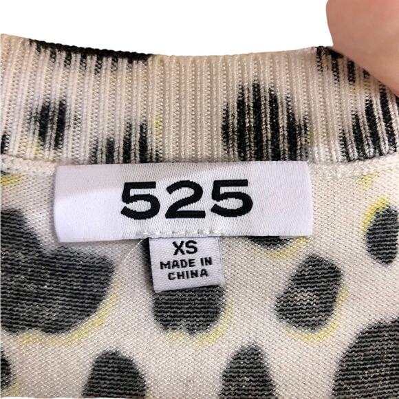 525 America White Black Yellow Cheetah Print Sweater Mini Dress Size XS - Picture 2 of 5
